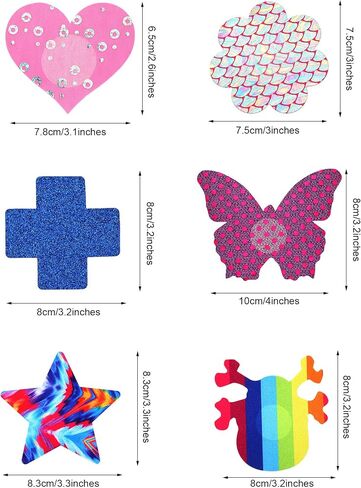 SATINIOR 100 Pairs Pasties Multi Designed Pasties Covers Disposable Self-Adhesive Breast Covers Multicolored Pasties Stickers for Women Girls, Multicoloured, Medium in Saudi Arabia