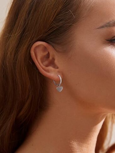 RUKYF S925 Sterling Silver Post Drop/Dangle Earrings for Women | Heart, Star, Butterfly Huggie Earring Hypoallergenic Lightweight Paved with Cubic Zirconia | Birthday Valentine's Day Earrings Jewelry for Women Girls in Kuwait
