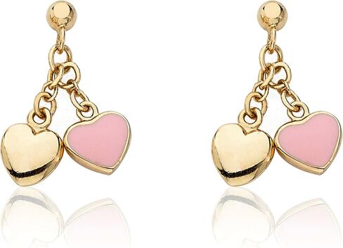 Little Miss Twin Stars Kids Earring - 14k Gold-Plated Double Dangle Earring - Surgical Steel Post For Sensitive Ears in Saudi Arabia