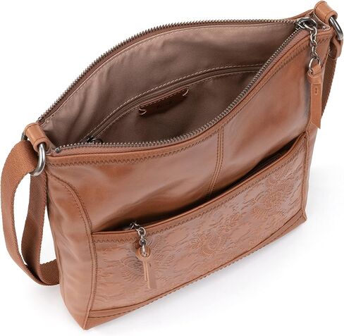 The Sak Womens Iris Crossbody in Leather Casual Purse With Adjustable Strap Zipper Pockets, Tobacco Floral Embossed, One Size US in Saudi Arabia