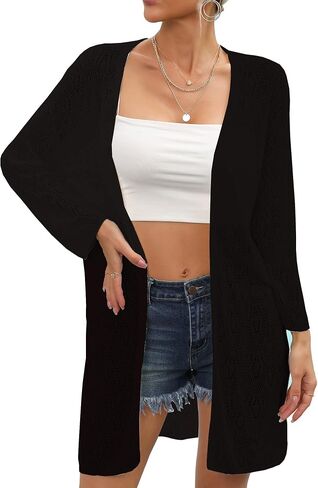Women's Lightweight Long Cardigan with Sun Protection - Knit Open Front Cardigans Sweater Outwear for All Season in Saudi Arabia