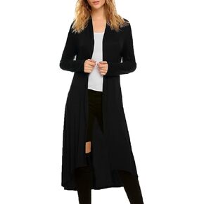 Women's Casual Long Open Front Drape Lightweight Duster High Low Hem Maxi Long Sleeve Cardigan(S-3XL)