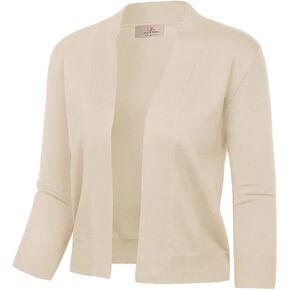 GRACE KARIN Women's 3/4 Sleeve Knit Cropped Cardigan Sweaters Open Front Bolero Shrugs Coat Tops S-3XL