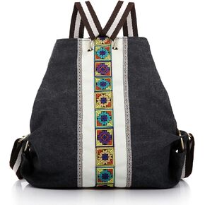 Goodhan Women Canvas Backpack Daypack Casual Shoulder Bag, Vintage Heavy-duty Anti-theft Travel Backpack