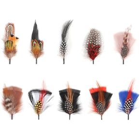Hat Feathers, 10 Pcs Assorted Natural Feather Packs Accessories for Fedora, Cowboy, Open Road, Borges, Scott, Trilby Hats in Saudi Arabia
