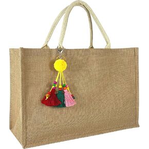 Hibala Woven Large Beach Bag Straw Bag Beach Tote Handmade Weaving Shoulder Bag Tassel Bag Handbag