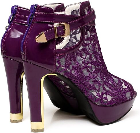 Women's Pretty Lace Flowers Open Toes High Heels Ankle Boots in Saudi Arabia