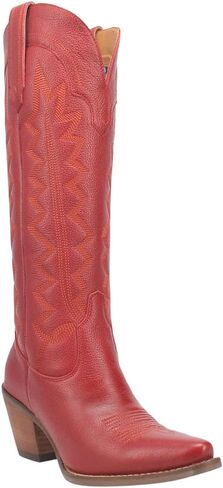 Dingo Womens High Cotton Embroidery Snip Toe Casual Boots Knee High Mid Heel 2-3" in Saudi Arabia