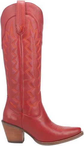 Dingo Womens High Cotton Embroidery Snip Toe Casual Boots Knee High Mid Heel 2-3" in Saudi Arabia