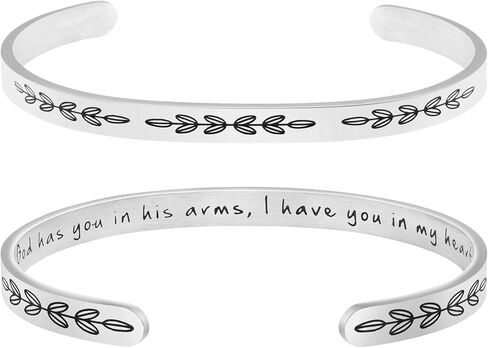 𝐌𝐞𝐦𝐨𝐫𝐢𝐚𝐥 𝐁𝐫𝐚𝐜𝐞𝐥𝐞𝐭 for Women In Memory of Jewelry Gift Sympathy Remembering Loss of One You Loved Cuff Bracelets in Kuwait