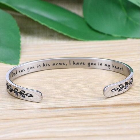 𝐌𝐞𝐦𝐨𝐫𝐢𝐚𝐥 𝐁𝐫𝐚𝐜𝐞𝐥𝐞𝐭 for Women In Memory of Jewelry Gift Sympathy Remembering Loss of One You Loved Cuff Bracelets in Kuwait