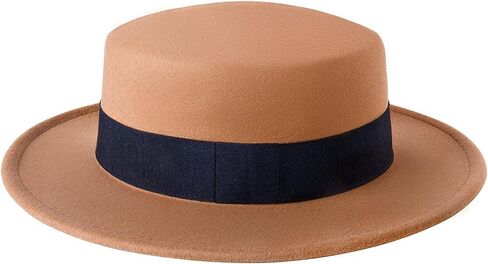 BABEYOND Wide Brim Fedora Flat Top Hat Wool Felt Boater Pork Pie Hat for Men Women in Saudi Arabia