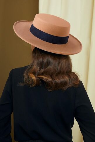 BABEYOND Wide Brim Fedora Flat Top Hat Wool Felt Boater Pork Pie Hat for Men Women in Saudi Arabia