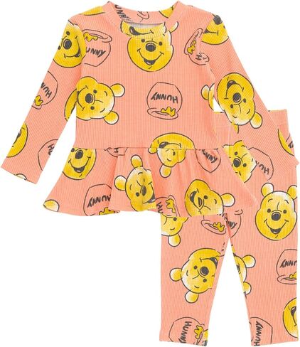 Disney Girls' Ribbed Long Sleeve Tee and Pants Set for Baby & Kids in Saudi Arabia