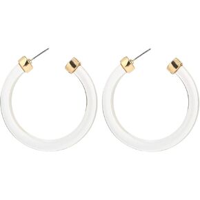 LEGITTA Transparent Color Lucite Resin Hoop Earrings Acetate Statement Drop Earrings