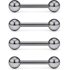 Dyknasz 4PCS Grade 23 Titanium Externally Threaded Nipple Shield Barbell Ring Bar Body Piercing Jewelry for Women Men 14G 16G in Saudi Arabia