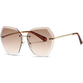 AEVOGUE Sunglasses For Women Oversized Rimless Diamond Cutting Lens Sun Glasses AE0534 in Saudi Arabia