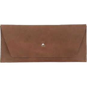 Hide & Drink, Long Utility Pouch, Stylish Wallet for Carrying and Storing Cash, Clutch Bag, Full Grain Leather, Handmade, Bourbon Brown