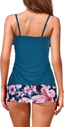 Womens Tankini Swimsuits with Boy Shorts Tummy Control Plus Size Modest Flounce Vintage Tank Top Two Piece Bathing Suits in Kuwait