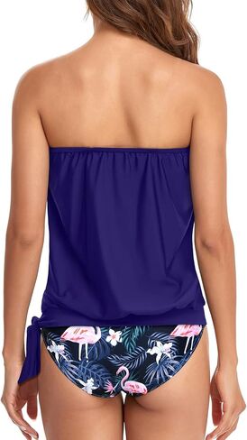 Holipick قطعتان من ملابس السباحة Bandeau Tankini للنساء بدون حمالات لباس سباحة بلوزة سباحة مع قيعان بيكيني للفتيات المراهقات in Kuwait