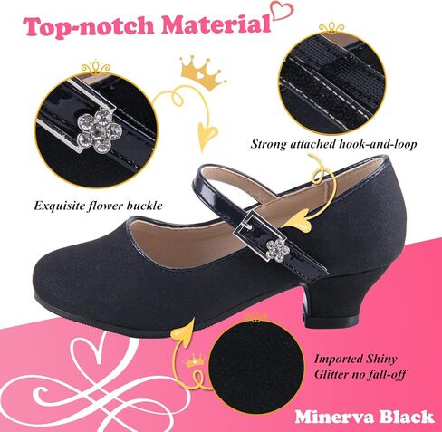 EIGHT KM EKM7015 Girls High Heel Dress Shoes Mary Jane Wedding Party Pumps Sparkle Glitter Princess Shoes for Kids Toddler in Kuwait