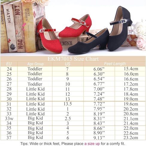 EIGHT KM EKM7015 Girls High Heel Dress Shoes Mary Jane Wedding Party Pumps Sparkle Glitter Princess Shoes for Kids Toddler in Kuwait
