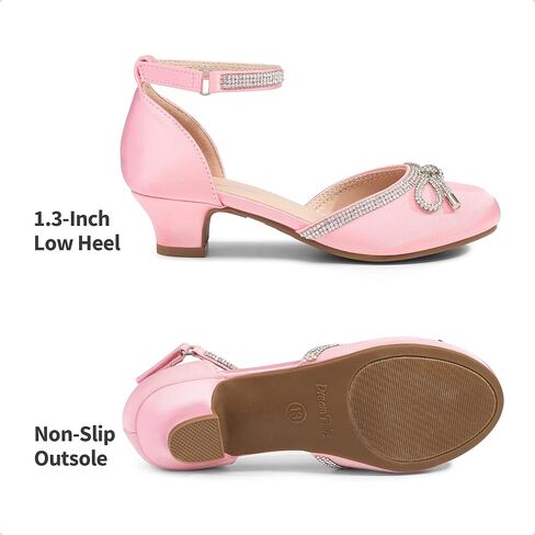 DREAM PAIRS Girls Dress Shoes Pumps Low Heels Sandals Flower Party Wedding Princess in Kuwait
