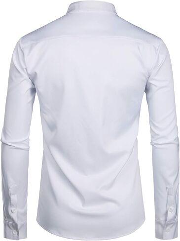 ZEROYAA Men's Banded Collar Slim Fit Long Sleeve Casual Button Down Dress Shirts with Pocket in Saudi Arabia