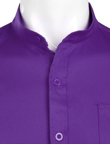 ZEROYAA Men's Banded Collar Slim Fit Long Sleeve Casual Button Down Dress Shirts with Pocket in Saudi Arabia