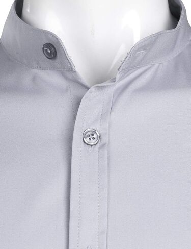 ZEROYAA Men's Banded Collar Slim Fit Long Sleeve Casual Button Down Dress Shirts with Pocket in Saudi Arabia