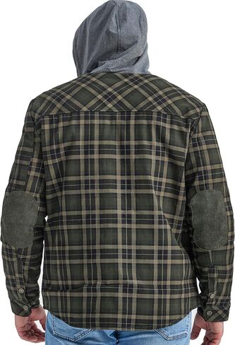 Flygo Men's Outdoor Casual Fleece Sherpa Lined Flannel Plaid Button Down Shirt Jacket in Kuwait