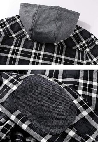 Flygo Men's Outdoor Casual Fleece Sherpa Lined Flannel Plaid Button Down Shirt Jacket in Kuwait
