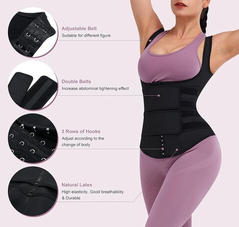 مشد الخصر للسيدات من Wonder-Beauty من اللاتكس قابل للفصل مع سحاب 7 عظام فولاذية in Kuwait