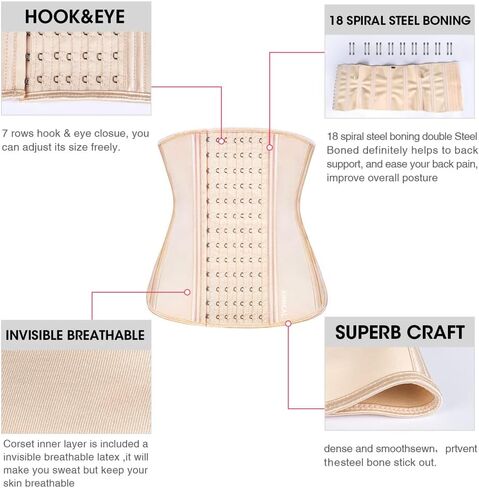 KIMIKAL Women Waist Trainer Corset Belt: Under Clothes Sport Tummy Control Long Torso Shapewear in Kuwait