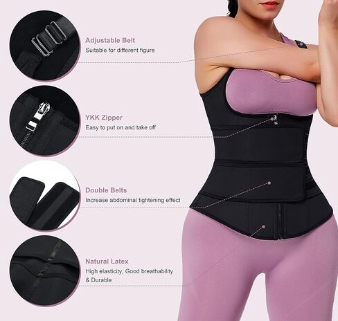 مشد الخصر للسيدات من Wonder-Beauty من اللاتكس قابل للفصل مع سحاب 7 عظام فولاذية in Kuwait