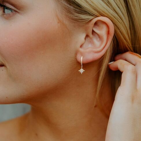 SANNYRA Hoop Earrings for Women - 14K Gold Plated Cubic Zirconia Moon Star Spike Lightning Evil Eye Dangle Huggie Drop Dangle Earrings Jewelry for Women in Kuwait
