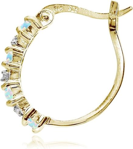 Sterling Silver Genuine or Synthetic Gemstone 20mm Round Small Hoop Earrings for Women Girls in Kuwait