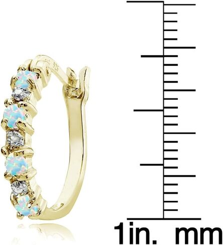 Sterling Silver Genuine or Synthetic Gemstone 20mm Round Small Hoop Earrings for Women Girls in Kuwait