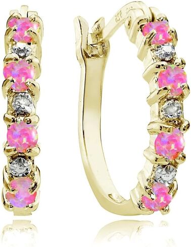 Sterling Silver Genuine or Synthetic Gemstone 20mm Round Small Hoop Earrings for Women Girls in Saudi Arabia