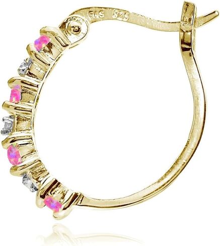 Sterling Silver Genuine or Synthetic Gemstone 20mm Round Small Hoop Earrings for Women Girls in Saudi Arabia