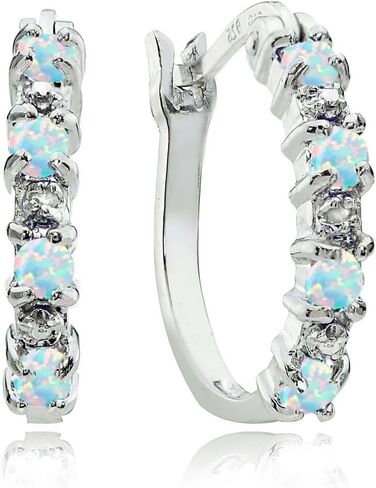 Sterling Silver Genuine or Synthetic Gemstone 20mm Round Small Hoop Earrings for Women Girls in Saudi Arabia