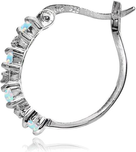 Sterling Silver Genuine or Synthetic Gemstone 20mm Round Small Hoop Earrings for Women Girls in Saudi Arabia