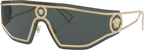 Versace VE 2226 100287 Gold Metal Shield Sunglasses Grey Lens in Saudi Arabia
