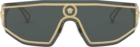 Versace VE 2226 100287 Gold Metal Shield Sunglasses Grey Lens in Saudi Arabia