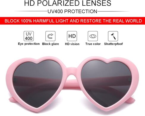 JOVAKIT Polarized Heart Shaped Sunglasses for Women Vintage Fashion Lovely Retro Oversized Eyeglasses UV400 Protection Lens in Kuwait