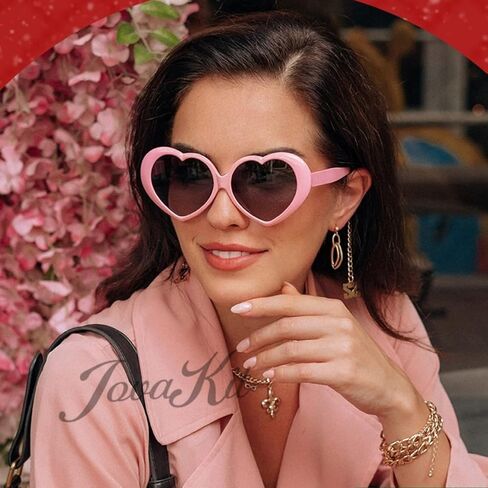 JOVAKIT Polarized Heart Shaped Sunglasses for Women Vintage Fashion Lovely Retro Oversized Eyeglasses UV400 Protection Lens in Kuwait