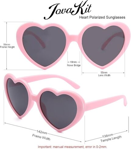 JOVAKIT Polarized Heart Shaped Sunglasses for Women Vintage Fashion Lovely Retro Oversized Eyeglasses UV400 Protection Lens in Kuwait