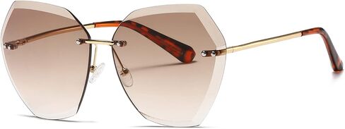 AEVOGUE Sunglasses For Women Oversized Rimless Diamond Cutting Lens Sun Glasses AE0534 in Kuwait