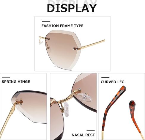 AEVOGUE Sunglasses For Women Oversized Rimless Diamond Cutting Lens Sun Glasses AE0534 in Kuwait