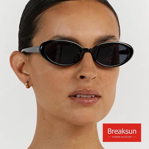 Breaksun Retro Oval Sunglasses for Women Men Fashion Small Oval Sunglasses 90s Vintage Shades in Kuwait